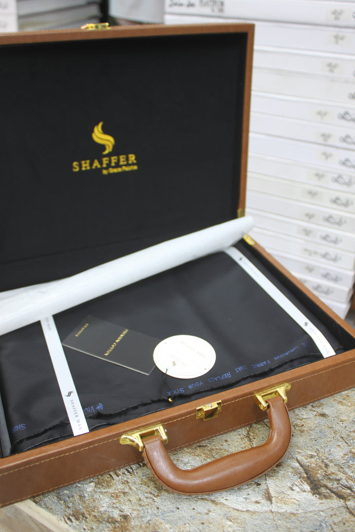 Premium Shaffer Cotton Black Color [ Vicona ] - Galaxy Apparel clothing shops